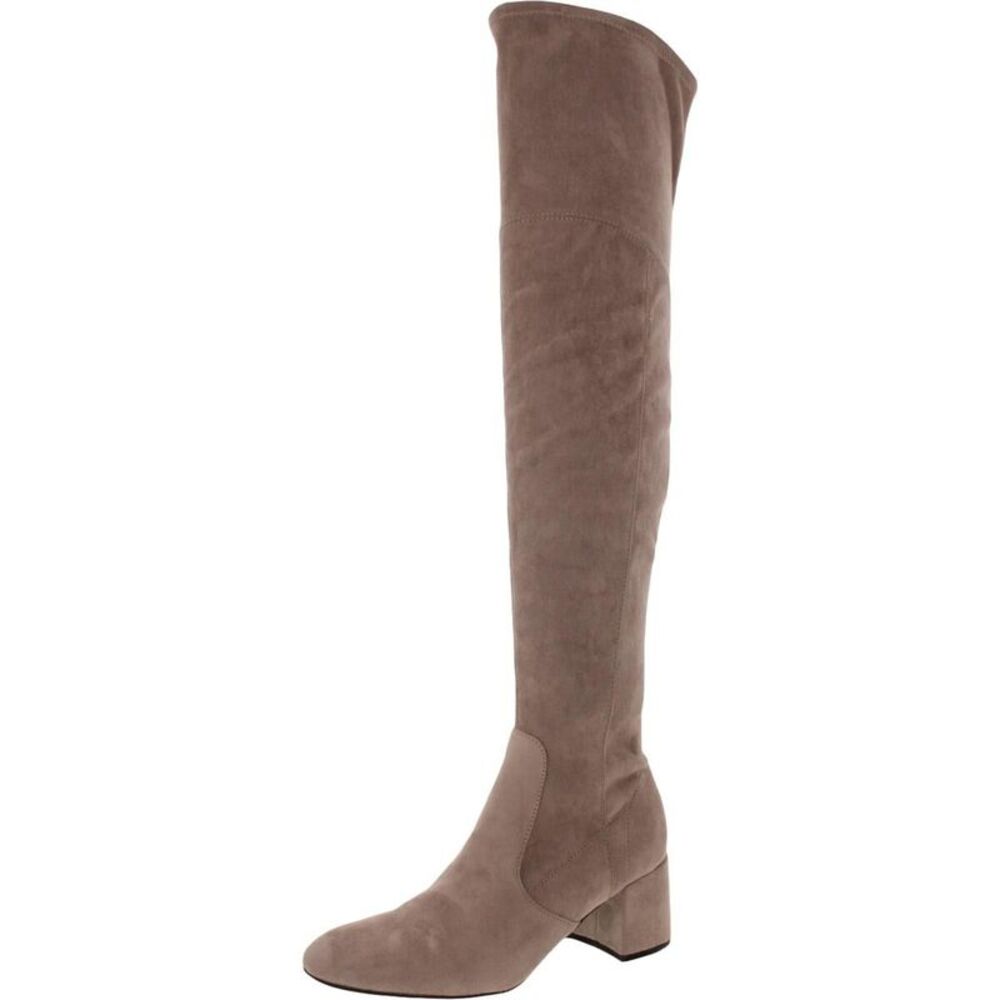 NINE WEST Womens Beige Padded Felipe Round Toe Block Heel Heeled Boots 6.5 M